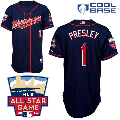 Alex Presley #1 MLB Jersey-Minnesota Twins Men's Authentic 2014 ALL Star Alternate Navy Cool Base Baseball Jersey